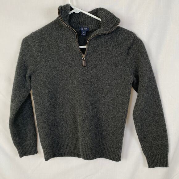 J crew boys medium lambs wool gray heather, quarter zip sweater. Gorgeous! - Picture 1 of 6